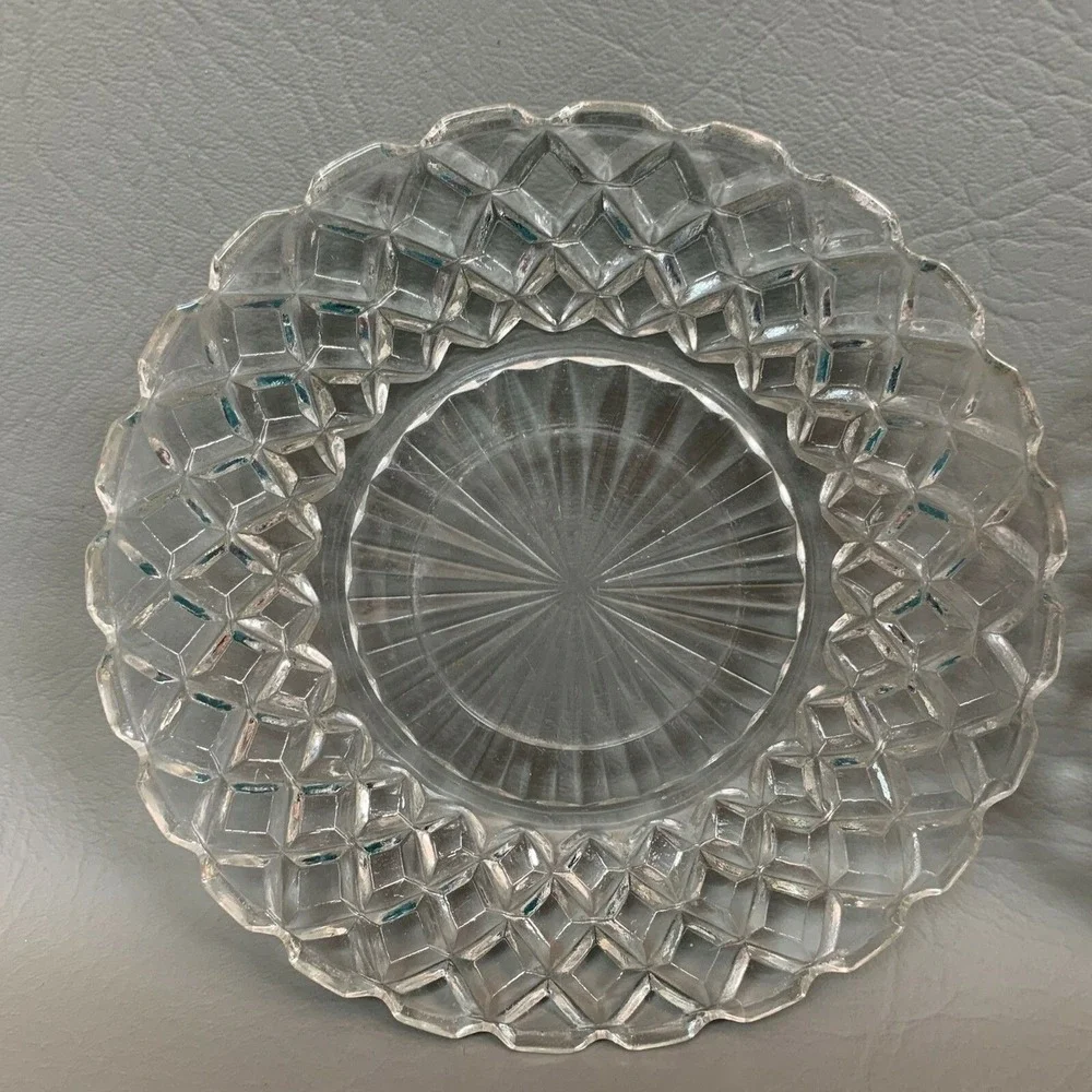 Anchor Hocking Waterford Clear Depression Glass Bread and Butter Plate Waffle 6